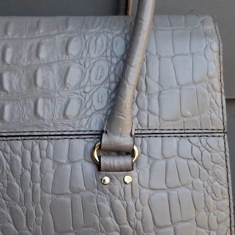 Kate Spade Gray Leather Faux Croc Orchard Valley Sinclair Handbag